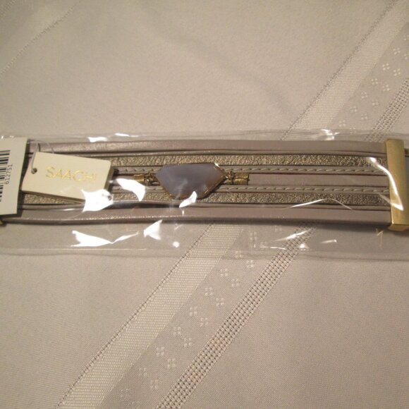 Abelia Leather & Stone Bracelet by Saachi NEW - Picture 6 of 8